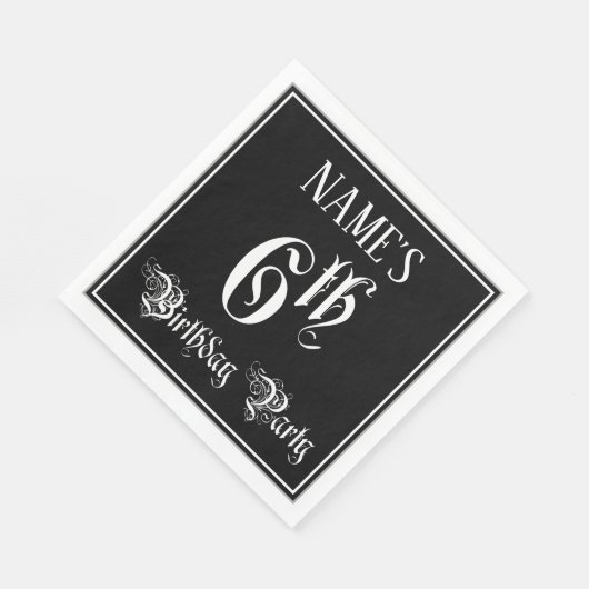 6e verjaardag Partij - Fancy Manuscript + de Naam  Servet (Hoek)