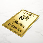 6e verjaardag Partij - Legant Manuscript + de Naam Folie Uitnodiging (Gedraaid)