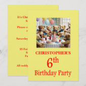 6e verjaardag Party uitnodiging Teddy Bears Party (Voorkant / Achterkant)