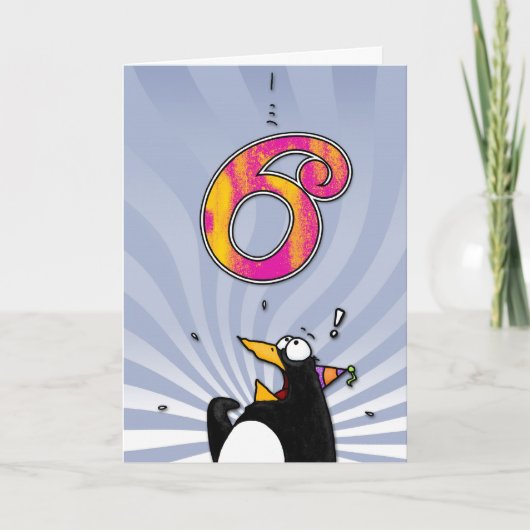 6e verjaardag - Penguin Surprise Kaart (Voorkant)