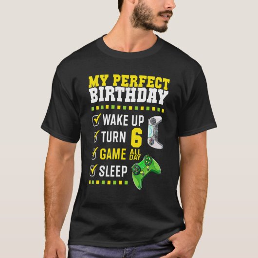 6e verjaardag perfecte gamer 6 jaar oude B T-shirt (Voorkant)