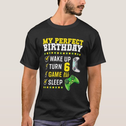 6e verjaardag perfecte gamer 6 jaar oude B T-shirt (Voorkant)