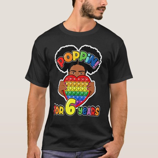 6e Verjaardag Pop Het Fidget Afro-Amerikaans Kinde T-shirt (Voorkant)