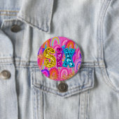 6e verjaardag Rainbow Sequin Pink Ronde Button 7,6 Cm (In situ)