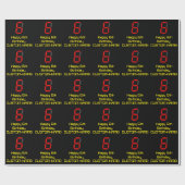 6e verjaardag: Red Digital Clock Style "6" + naam Cadeaupapier (Vlak)