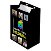 6e verjaardag: Regenboog "6", aangepaste foto's & Medium Cadeauzakje (Voorkant Gekanteld)