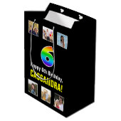 6e verjaardag: Regenboog "6", aangepaste foto's & Medium Cadeauzakje (Achterkant Gekanteld)