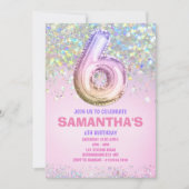 6e verjaardag, regenbooggloeddag kaart (Voorkant)