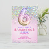 6e verjaardag, regenbooggloeddag kaart (Staand voorkant)