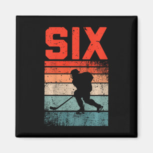 6e verjaardag Retro IJshockey 6 Jaar Oude Jongen M Magneet