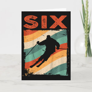 6e verjaardag Retro Ski Skisport 6 Jaar Oude Jonge Kaart