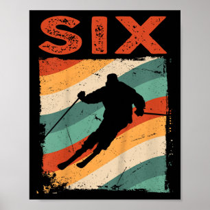 6e Verjaardag Retro Skiën 6 Jaar Oude Jongens Meis Poster