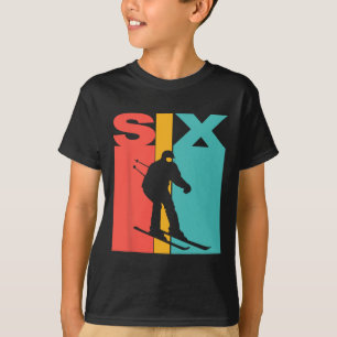 6e verjaardag Retro skiën 6 jaar oude jongens verj T-shirt