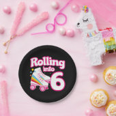 6e verjaardag rolschaatsen 6 jaar oud Schaats Papieren Bordje (Feest)