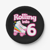 6e verjaardag rolschaatsen 6 jaar oud Schaats Papieren Bordje (Voorkant)