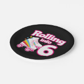 6e verjaardag rolschaatsen 6 jaar oud Schaats Papieren Bordje (Gekanteld)