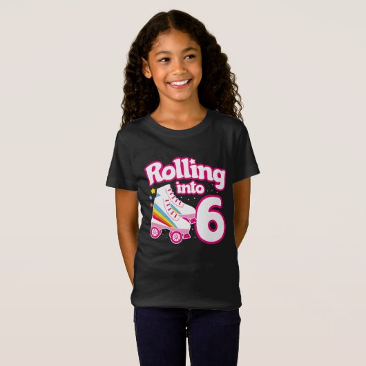 6e verjaardag rolschaatsen 6 jaar oud Schaats T-shirt (Voorkant volledig)