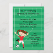 6e verjaardag Rood en wit voetbalmeisje Kaart (Achterkant)