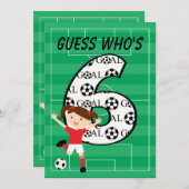 6e verjaardag Rood en wit voetbalmeisje Kaart (Voorkant / Achterkant)