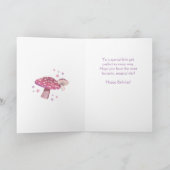 6e Verjaardag, Roze Sprookje & Paddenstoelen Kaart (Binnen)