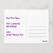 6e verjaardag: Roze strepen & harten, Regenboog 6 Briefkaart (Achterkant)