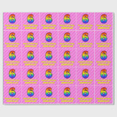 6e verjaardag: roze strepen & harten, regenboog # cadeaupapier (Vlak)