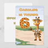 6e verjaardag Schattigee Explorer Giraffe op safar Kaart (Voorkant / Achterkant)