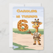 6e verjaardag Schattigee Explorer Giraffe op safar Kaart (Voorkant)