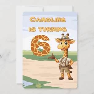 6e verjaardag Schattigee Explorer Giraffe op safar Kaart