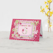 6e verjaardag scrapbooking stijl kaart (Gele Bloem)