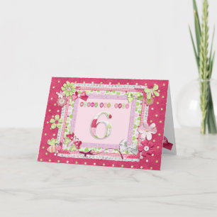 6e verjaardag scrapbooking stijl kaart