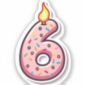 6e verjaardag Sticker (Voorkant)
