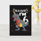 6e verjaardag T Rex dinosaurus Kaart (Gele Bloem)