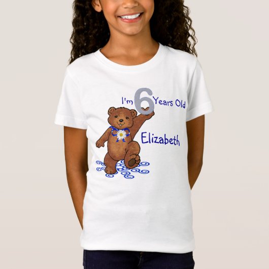 6e verjaardag Teddy Bear voor meisje T-shirt (Voorkant)