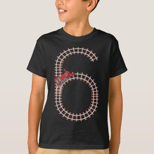 6e verjaardag trein spoorweg thema 6 jaar oude jon t-shirt (Voorkant)