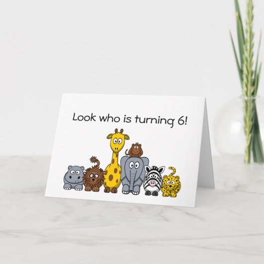 6e verjaardag Uitnodiging Cartoon Oerwouden (Voorkant)