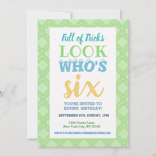 6e verjaardag uitnodiging Gezegden (Voorkant)