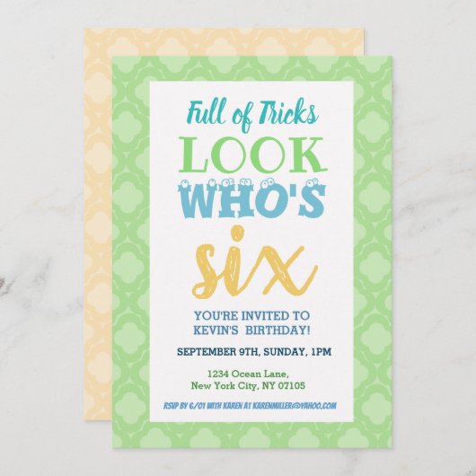 6e verjaardag uitnodiging Gezegden (Voorkant / Achterkant)