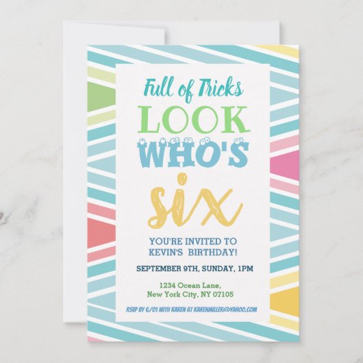 6e verjaardag uitnodiging Gezegden (Voorkant)