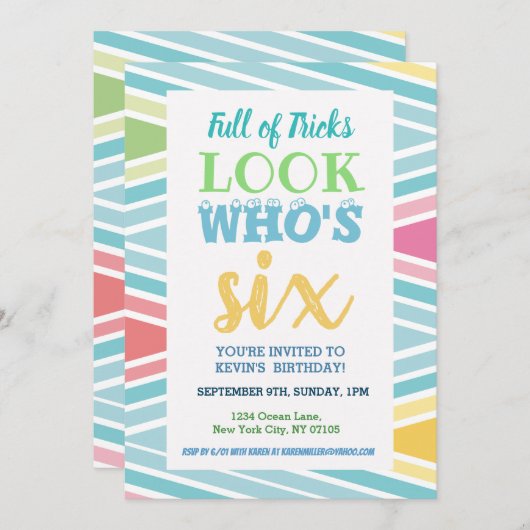 6e verjaardag uitnodiging Gezegden (Voorkant / Achterkant)