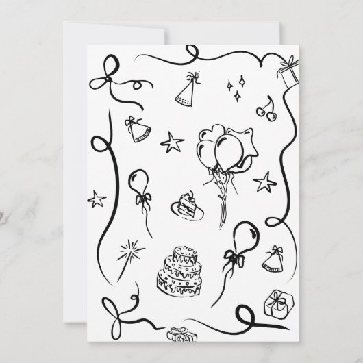 6e verjaardag uitnodiging, met de hand getekend 6e kaart (Achterkant)