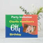 6e verjaardag uitnodiging met foto (Staand voorkant)