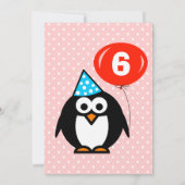 6e verjaardag uitnodiging voor een feestje met een (Achterkant)
