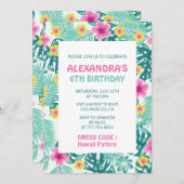 6E verjaardag uitnodigingen Tropical Hawaii Patroo (Voorkant / Achterkant)