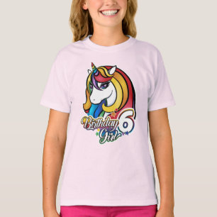 6e verjaardag Unicorn T-shirt voor meisjes.