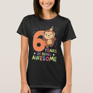 6e verjaardag van de aap voor kinderen t-shirt