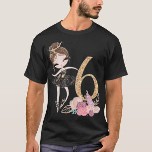 6e verjaardag van de Ballerina Dancer Ballet Swan  T-shirt