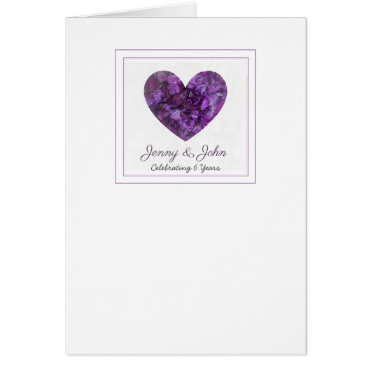 6e verjaardag van de ijzerbruiloft paars hart (Voorkant)