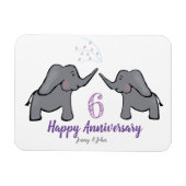 6e verjaardag van de ijzerbruiloft schattige olifa magneet (Horizontaal)