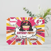 6e verjaardag van de meisjes superheld roze komisc kaart (Staand voorkant)